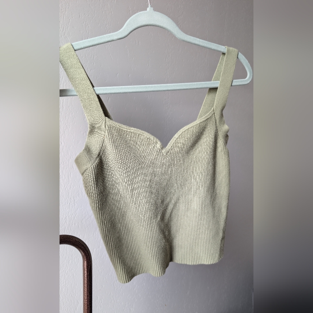 Abercrombie & Fitch Sage Green Ribbed Tank Top